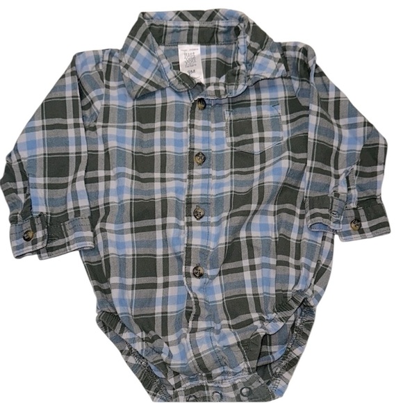 Carters little boys one piece plaid shirt size 9 months - Picture 1 of 6